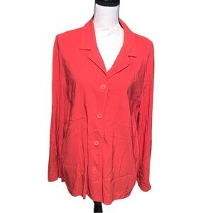 Harve Benarde Women's 16 Coral Orange Button Up Jacket Double Pockets